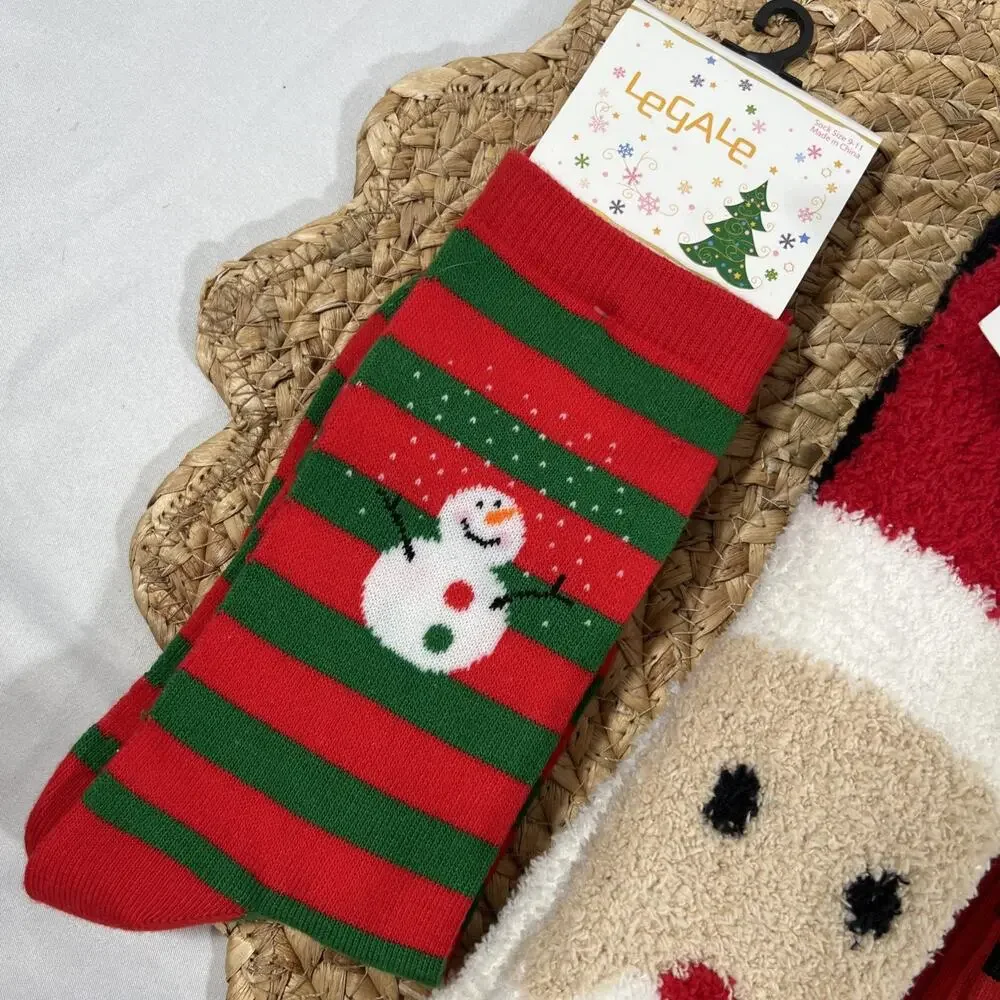 Lot of 3 Christmas Santa Snowman Socks Old Navy Legale Gertex Women’s